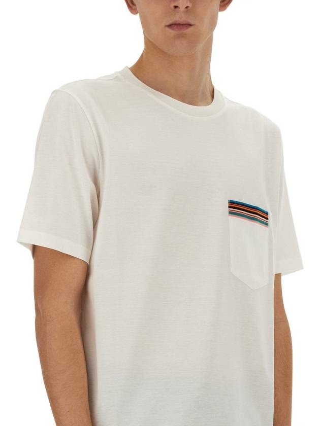 Signature Striped Pocket Short Sleeve T-Shirt White - PAUL SMITH - BALAAN 5