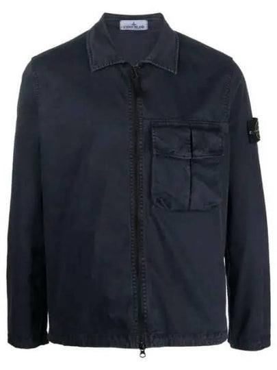 Garment Dyed Stretch Cotton Overshirt Navy - STONE ISLAND - BALAAN 2