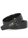 T-Buckle Reversible Leather Belt Black - TOM FORD - BALAAN 2