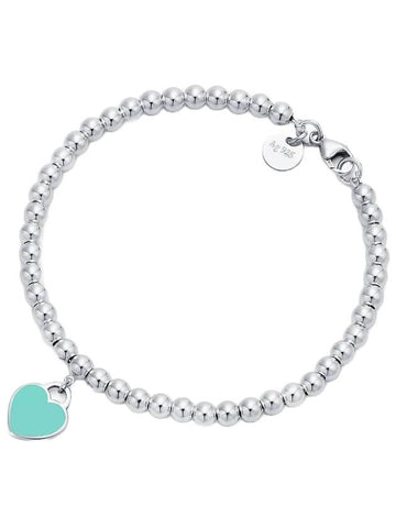 Heart Tag Bead Bracelet Blue Silver - TIFFANY & CO. - BALAAN 1