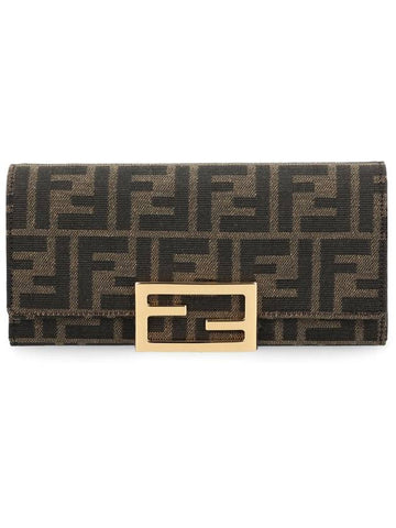 Fabric Chain Long Wallet Brown - FENDI - BALAAN 1