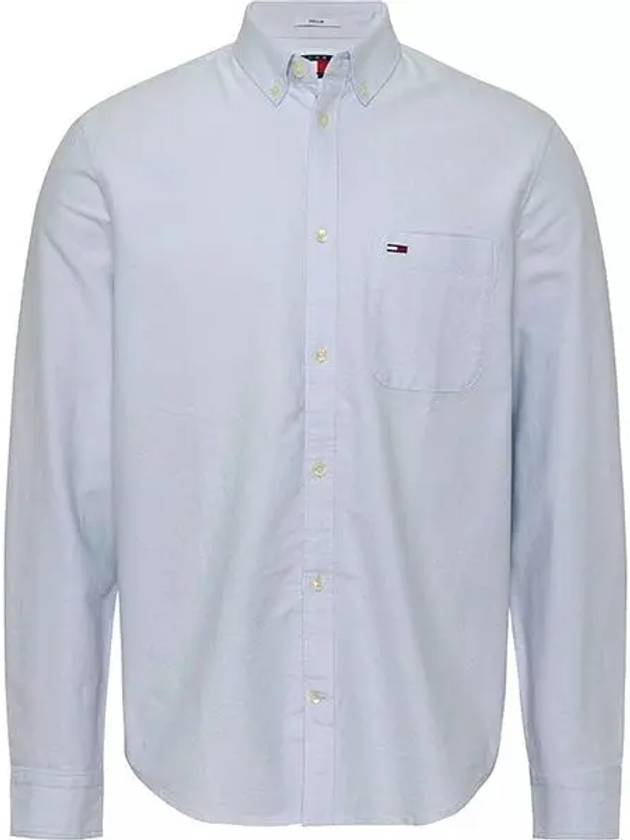 Tommy Jeans Logo Embroidered Pocket Regular Fit Oxford Shirt Blue DM0DM 18335CDN - TOMMY HILFIGER - BALAAN 1