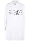 Number Logo Print Shirt Cotton Short Dress White - MAISON MARGIELA - BALAAN 1