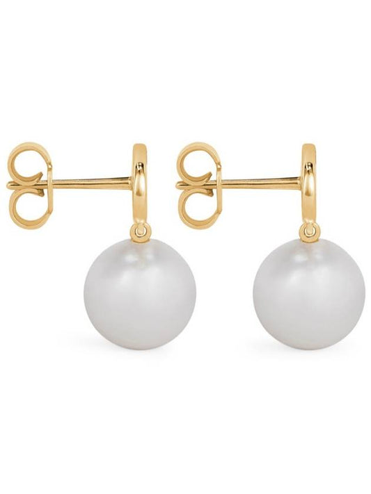 Maylon Triomphe Pearl Gold Earrings White - CELINE - BALAAN.