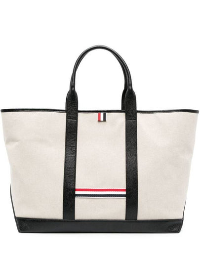 RWB Striped Medium Tote Bag Natural - THOM BROWNE - BALAAN 2