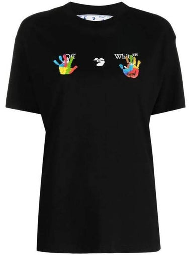 Hand Logo Print Short Sleeve T-Shirt Black - OFF WHITE - BALAAN 1