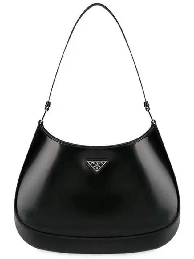 Triangular Logo Cleo Brushed Leather Shoulder Bag Black - PRADA - BALAAN 2