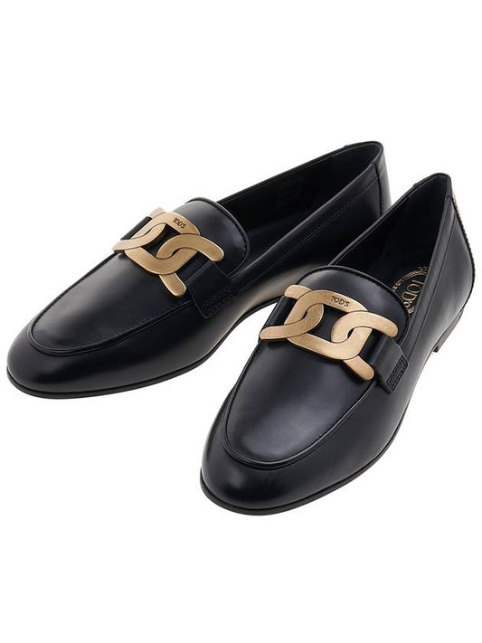 Kate Metal Logo Leather Loafers Black - TOD'S - BALAAN 2