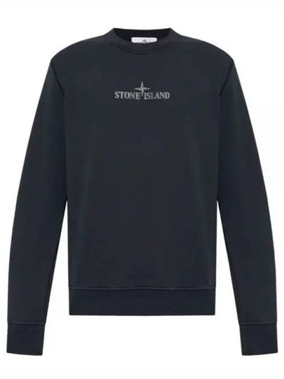 66182 Cotton Fleece Crew Neck Sweatshirt Navy - STONE ISLAND - BALAAN 2