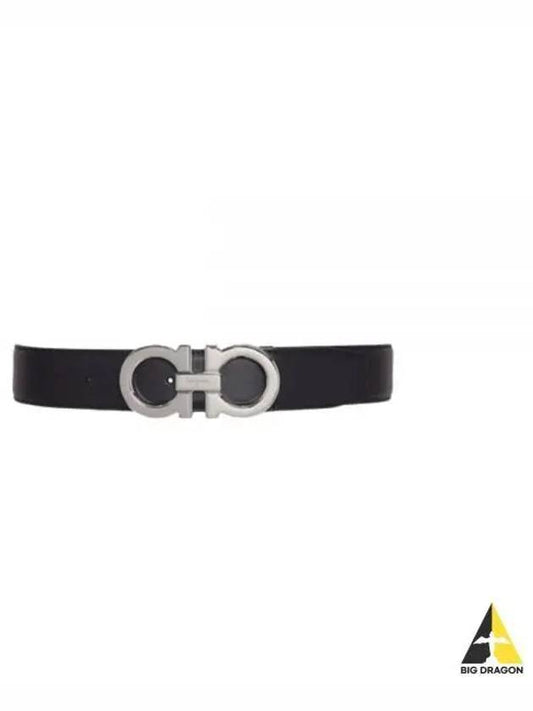 Reversible Gancini Leather Belt Black Brown - SALVATORE FERRAGAMO - BALAAN 2