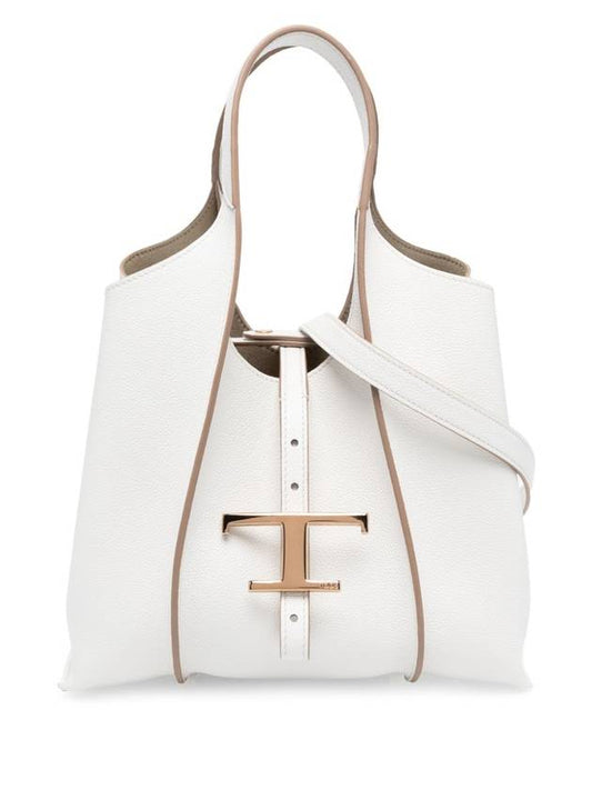 T Timeless Leather Shopping Mini Tote Bag White - TOD'S - BALAAN 1