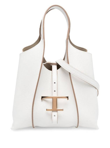 T Timeless Leather Shopping Mini Tote Bag White - TOD'S - BALAAN 1