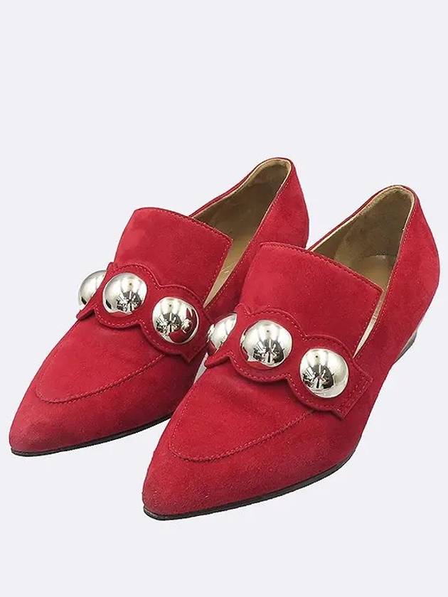 Burgundy color suede women s loafers size 35 - HERMES - BALAAN 6