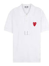 Play Men's Red Double Heart Wappen Short Sleeve PK Shirt P1 T290 2 White - COMME DES GARCONS - BALAAN 2