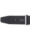 Silver Hardware T Logo Reversible Leather Belt Dark Navy - TOM FORD - BALAAN 7