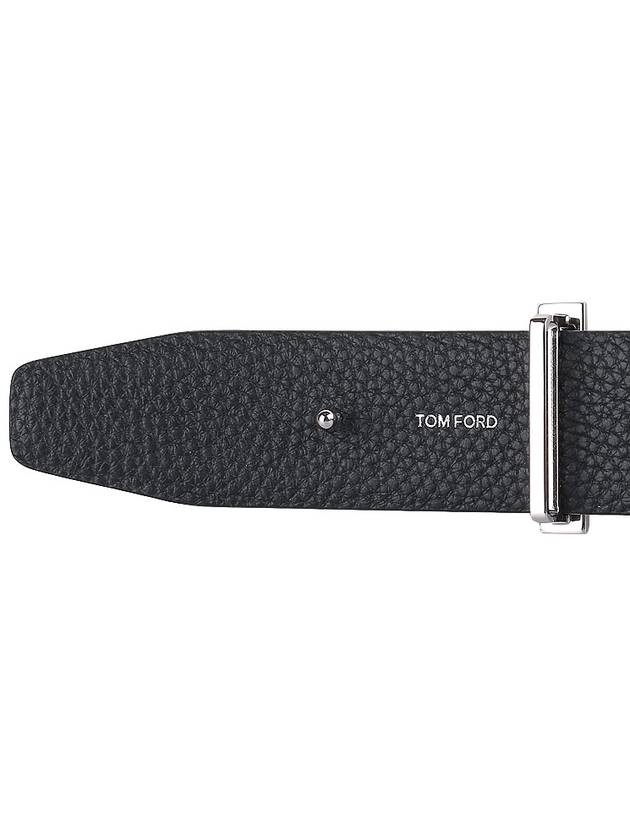 Silver Hardware T Logo Reversible Leather Belt Dark Navy - TOM FORD - BALAAN 7