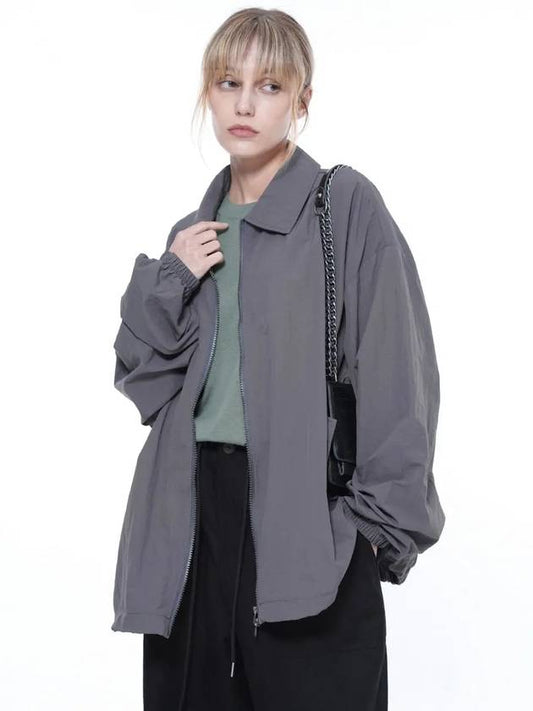 Women s SCWJ CH Seersucker Collar Windbreaker Jumper Charcoal - CHANCE'S NOI - BALAAN 2