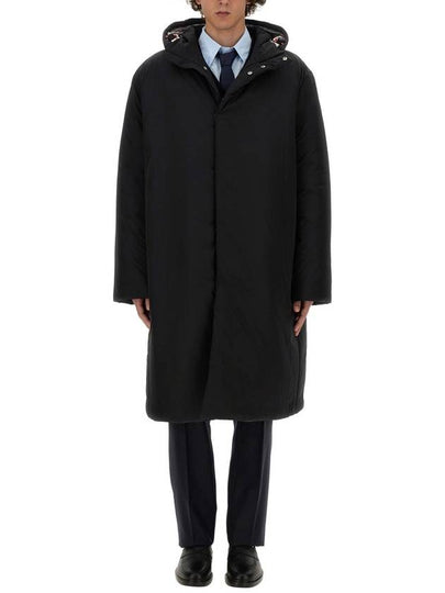 Poly Twill Tech Hooded Down Fill Duffle Coat Black - THOM BROWNE - BALAAN 2