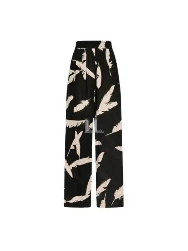 Feather Pattern Silk Straight Pants Black - ALEXANDER MCQUEEN - BALAAN 2