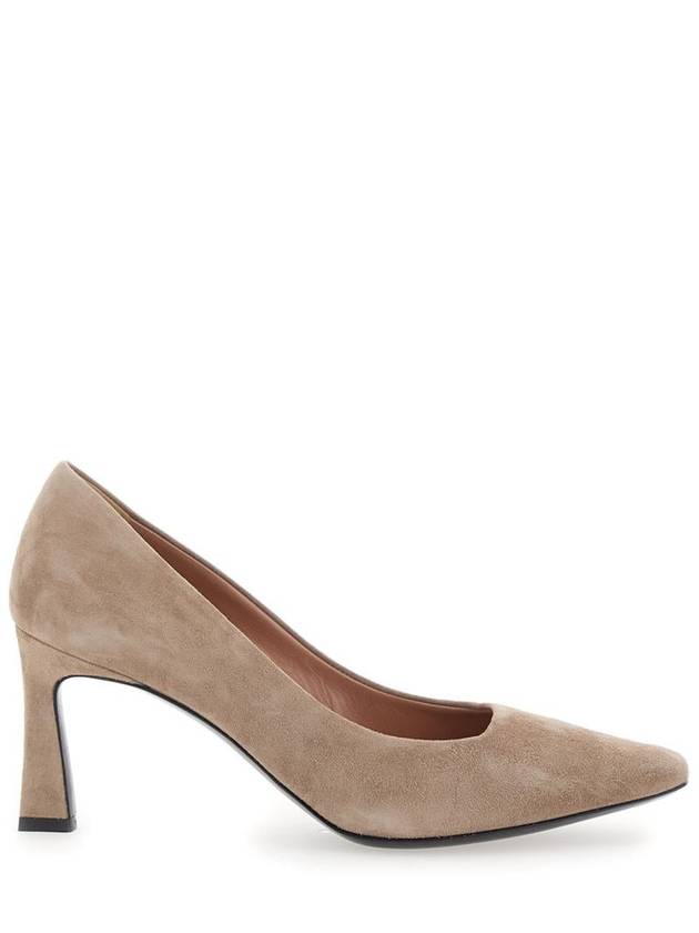 Beige Pumps With Geometric Heel In Suede Woman - POLLINI - BALAAN 1