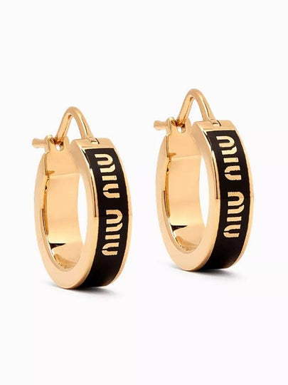 Logo Enameled Metal Earrings  Black - MIU MIU - BALAAN 2