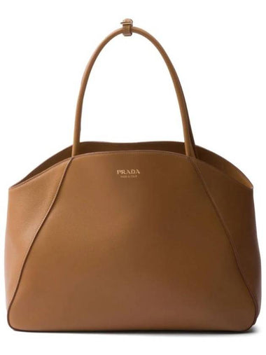 Large Leather Tote Bag Brown - PRADA - BALAAN 1