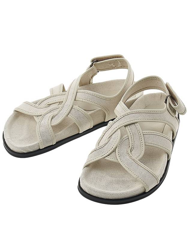 Criss Cross Woven Flat Sandals Light Beige - TOTEME - BALAAN.