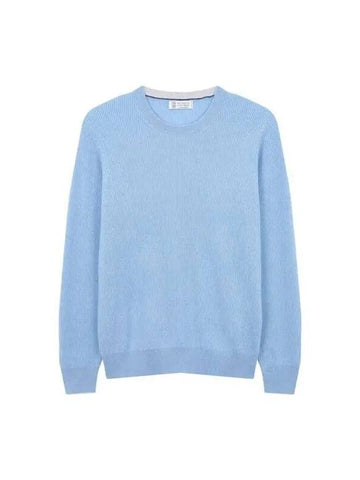 10 ePoint Men s Soft Cashmere Crew Neck Pullover Blue 271739 - BRUNELLO CUCINELLI - BALAAN 1