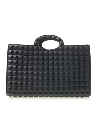 Le Troisieme Stud Pattern Rubber Tote Bag Black - VALENTINO - BALAAN 1