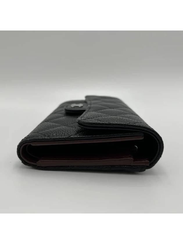 Classic Flap Wallet Grained Calfskin & Silver Black - CHANEL - BALAAN 5