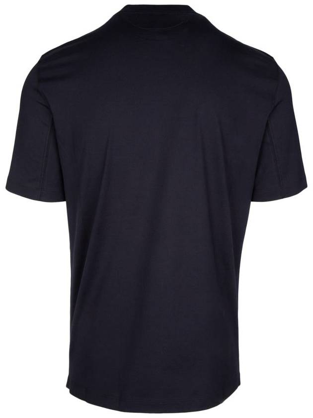 Crew Neck Short Sleeve T-Shirt Navy - BRUNELLO CUCINELLI - BALAAN 3