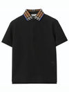 Kids Check Collar Polo Short Sleeve T-Shirt Black - BURBERRY - BALAAN 2