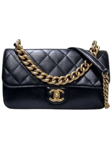 A91864 Black Calfskin Triple Flap Gold Chain Shoulder Bag - CHANEL - BALAAN 1