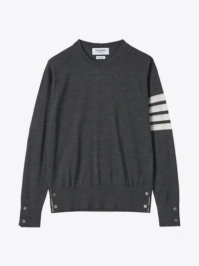 4 Bar Armband Classic Merino Wool Knit Top Dark Grey - THOM BROWNE - BALAAN 2