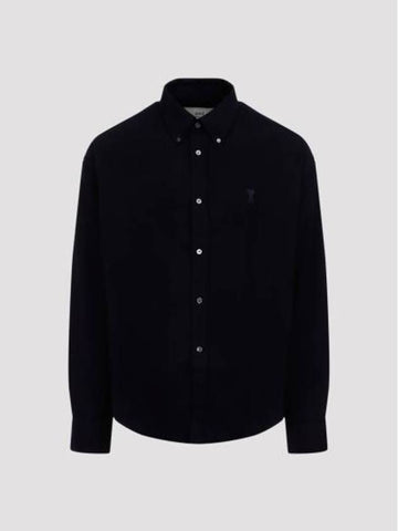 De Coeur Boxy Fit Long Sleeve Shirt Navy - AMI - BALAAN 1