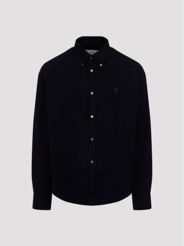 De Coeur Boxy Fit Long Sleeve Shirt Navy - AMI - BALAAN 1