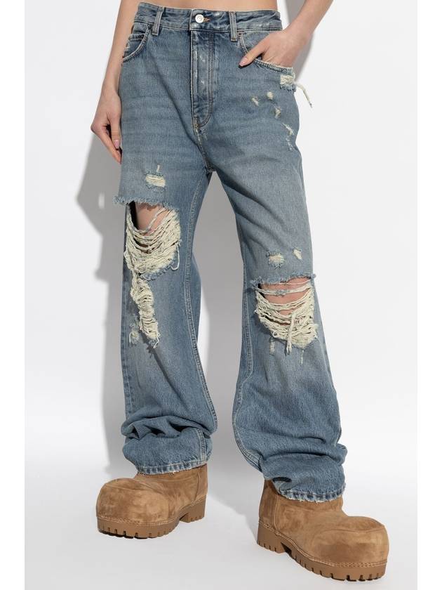 Distressed Denim Straight Jeans Blue - BALENCIAGA - BALAAN 4