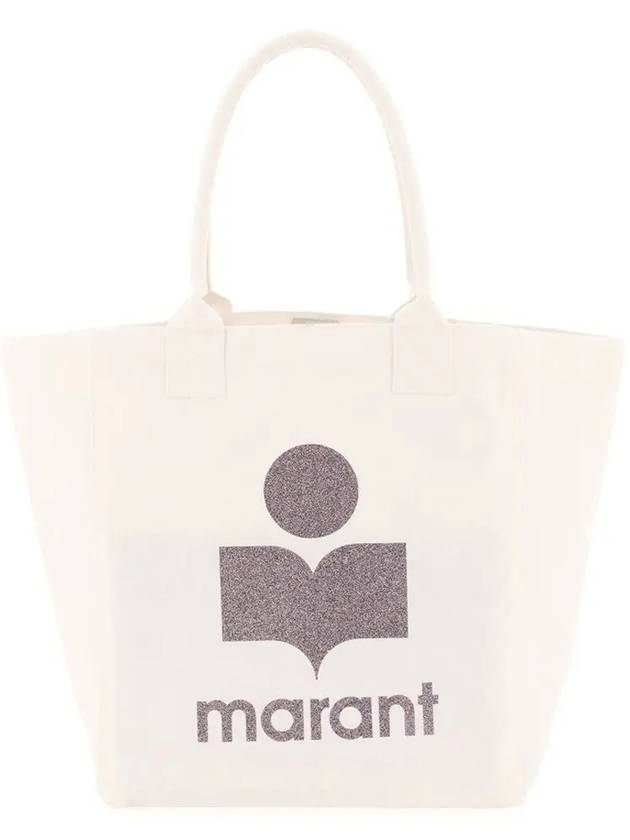 Women's Yenky Glitter Logo Tote Bag White - ISABEL MARANT - BALAAN 2