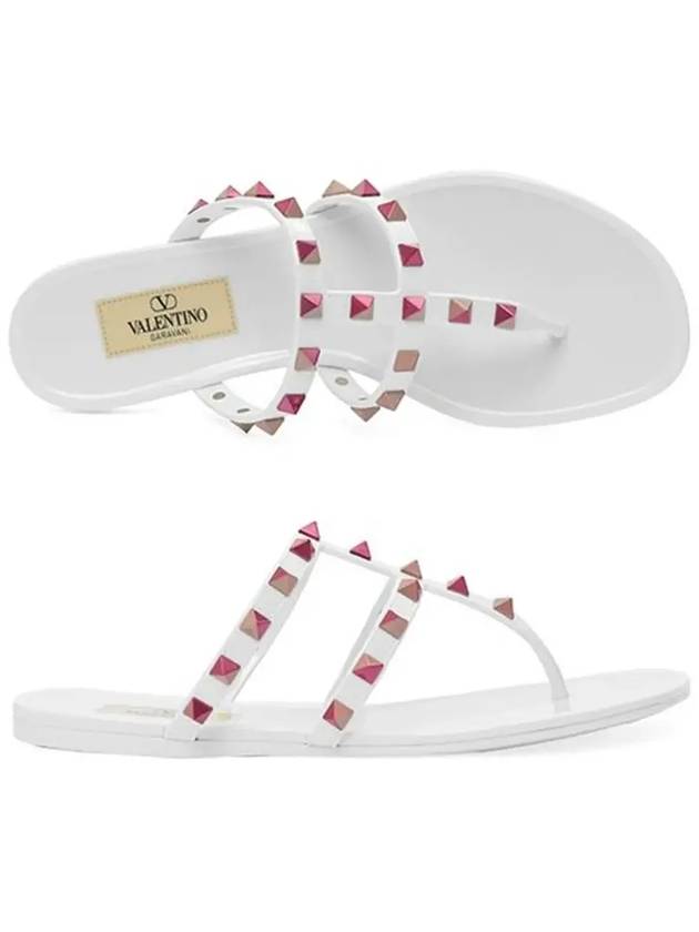 Rockstud Flat Thong Flip-Flop White - VALENTINO - BALAAN 6