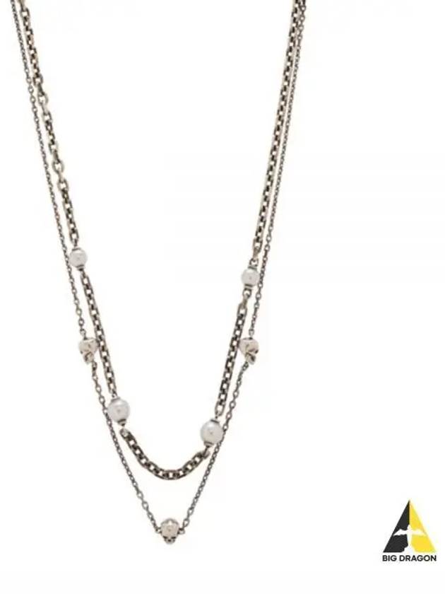 Pearl Skull Chain Necklace Silver - ALEXANDER MCQUEEN - BALAAN 2