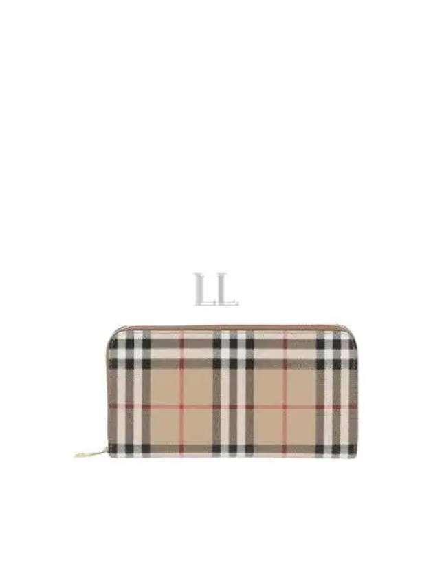 Check Leather Ziparound Long Wallet Beige - BURBERRY - BALAAN 2