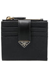 Saffiano Smooth Leather Small Half Wallet Black - PRADA - BALAAN 4