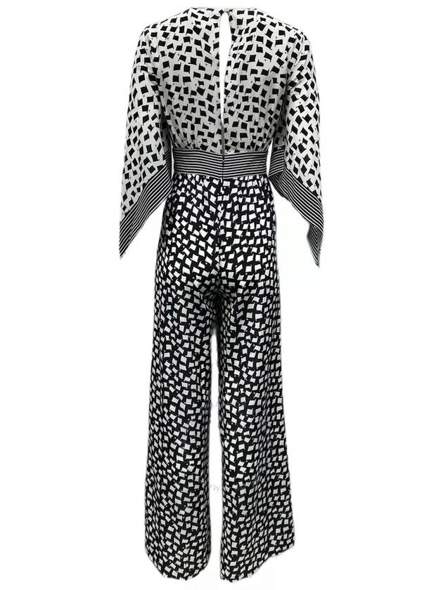 Max Mara Ladies White Black Origano Printed Silk Jumpsuit, Brand Size 36 (US Size 2) - MAX MARA - BALAAN 3