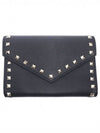 Women s Valentino QW2P0Q48VSH Black Calfskin Rockstud Chain Clutch gt Pouch Gangbuk used luxury goods - VALENTINO - BALAAN 1