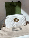 GG Marmont Matelasse Small Chain Shoulder Bag White - GUCCI - BALAAN 7