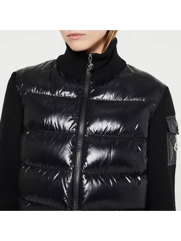 Padded Wool Cardigan Black - MONCLER - BALAAN 4