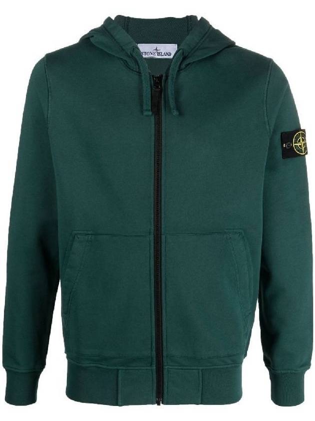 Wappen Patch Cotton Hooded Zip Up Dark Green - STONE ISLAND - BALAAN 5