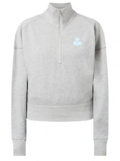 Ross Stand-Up Collar Short Cotton Sweatshirt Grey Ice Blue - ISABEL MARANT - BALAAN 2