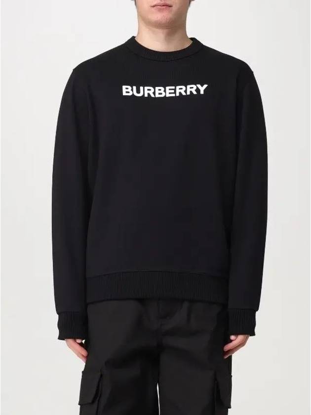 Logo Print Crew Neck Sweatshirt Black - BURBERRY - BALAAN 4