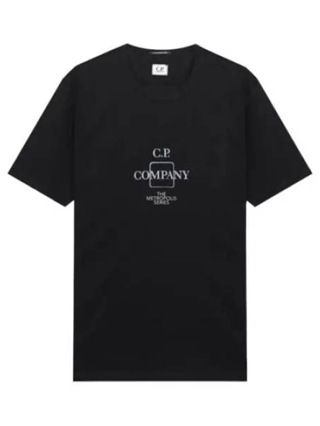 Mercerized Jersey Logo Print Short Sleeve T-Shirt Black - CP COMPANY - BALAAN 2